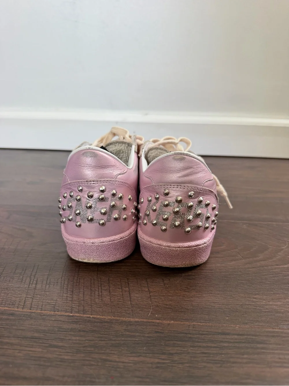 Golden Goose Pink Metallic Superstar Studded Low-Top Sneakers